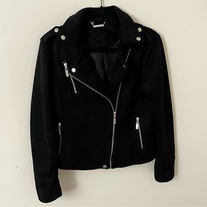 Faux-Suede Moto Jacket Black